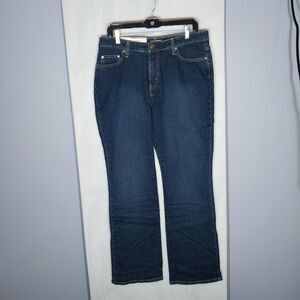 St. Johns Bay Womens Jeans 14L Denim Blue Straight Leg Bootcut Stretch High Rise